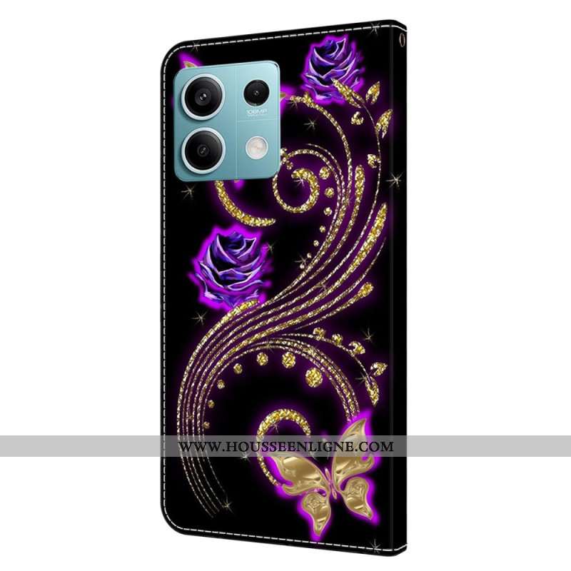 Housse Xiaomi Redmi Note 13 5G Fleurs Violettes et Papillons