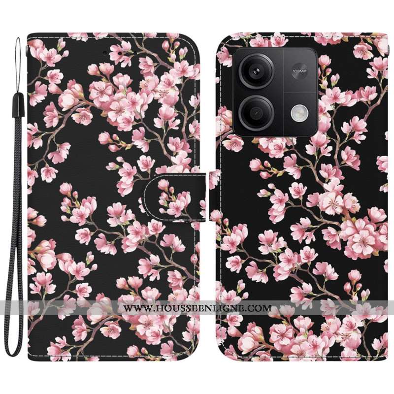 Housse Xiaomi Redmi Note 13 5G Fleurs de Prunier à Lanière