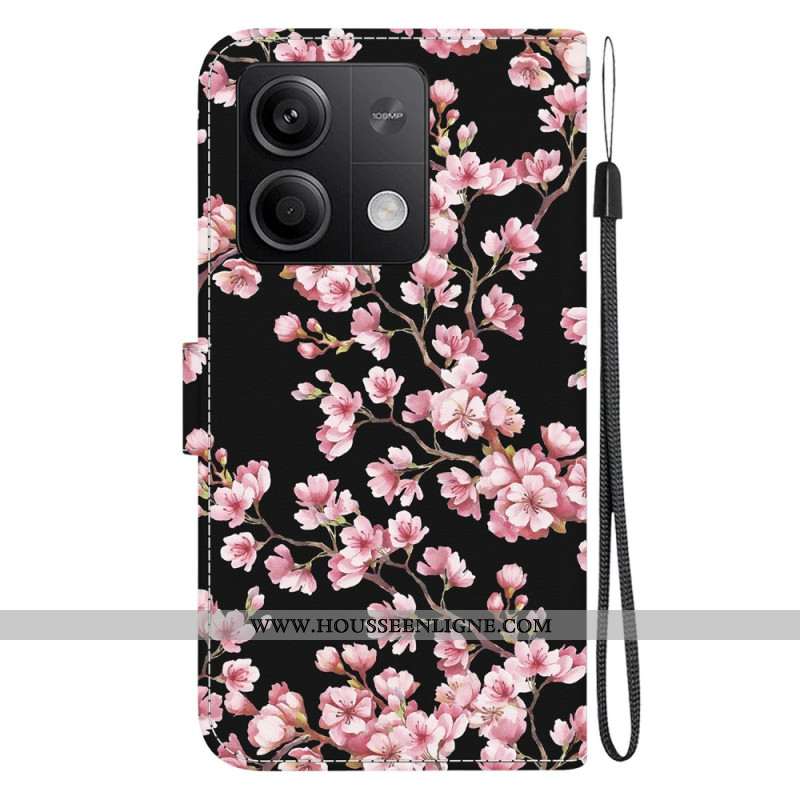 Housse Xiaomi Redmi Note 13 5G Fleurs de Prunier à Lanière