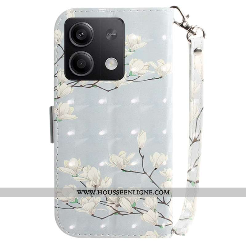 Housse Xiaomi Redmi Note 13 5G Magnolias à Lanière