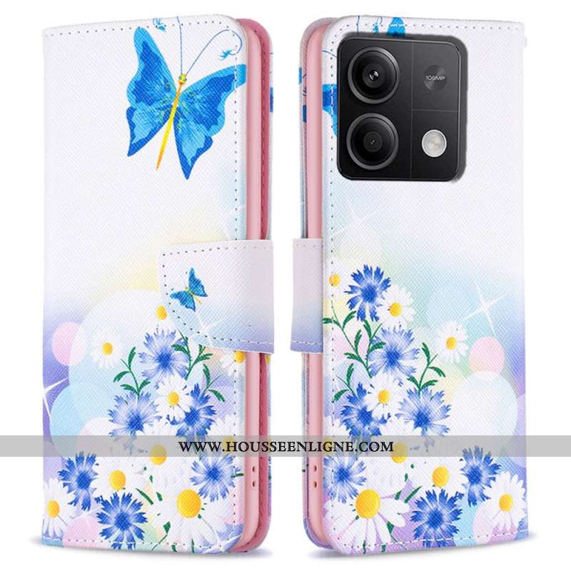 Housse Xiaomi Redmi Note 13 5G Motif de Papillon et Fleurs