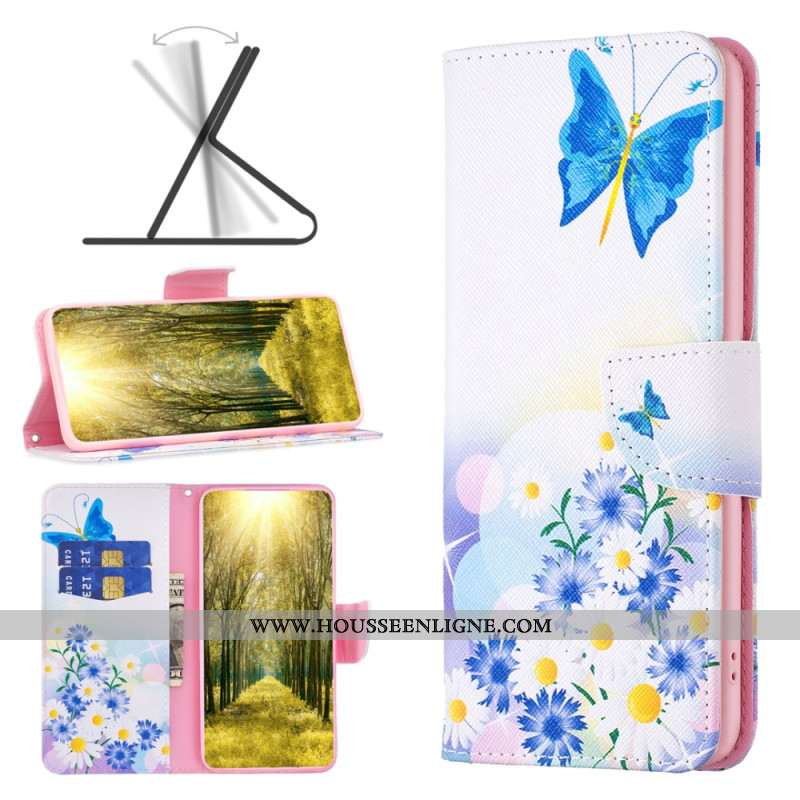 Housse Xiaomi Redmi Note 13 5G Motif de Papillon et Fleurs