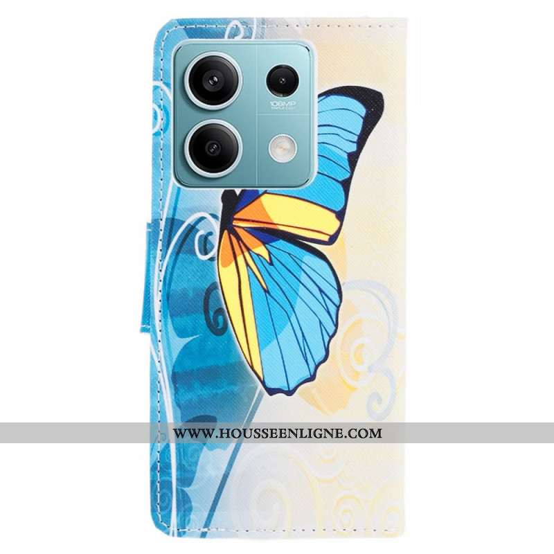 Housse Xiaomi Redmi Note 13 5G Papillon Bleu et Jaune