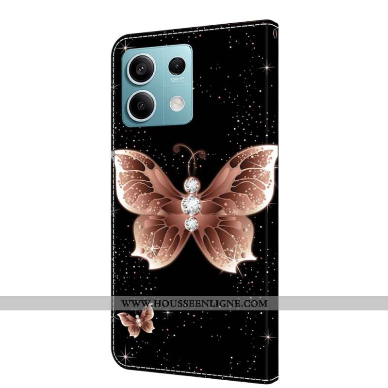 Housse Xiaomi Redmi Note 13 5G Papillons Diamants Roses