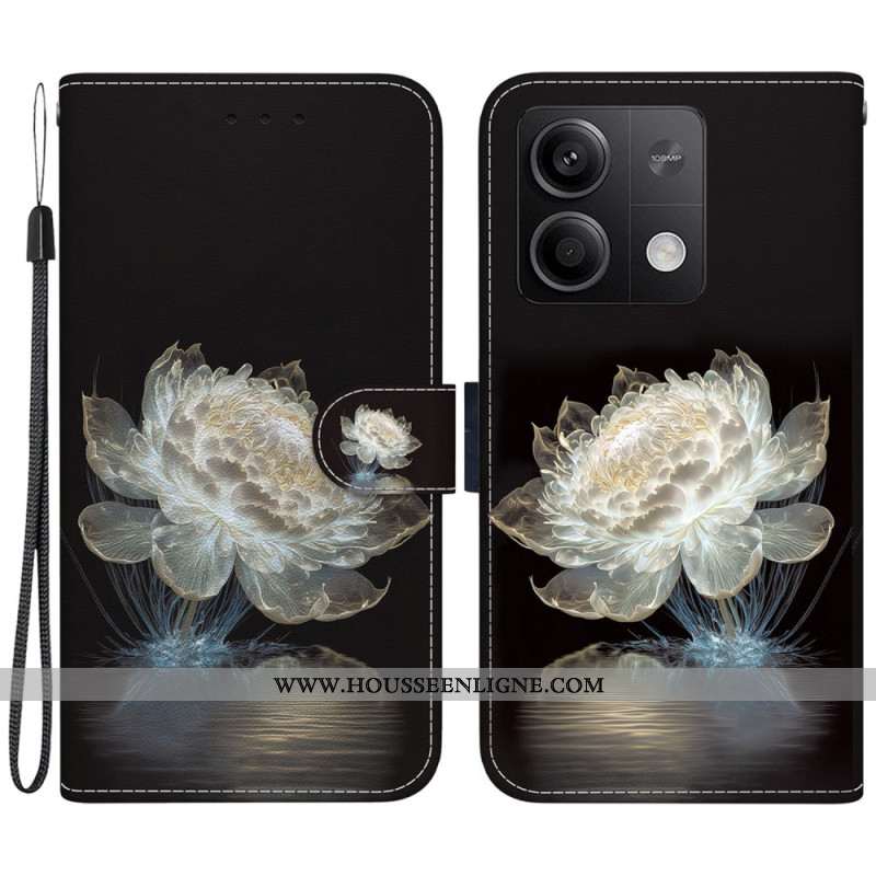 Housse Xiaomi Redmi Note 13 5G Pivoine Cristal à Lanière