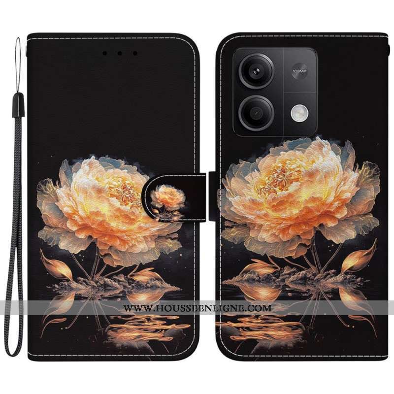 Housse Xiaomi Redmi Note 13 5G Pivoine Dorée à Lnaière