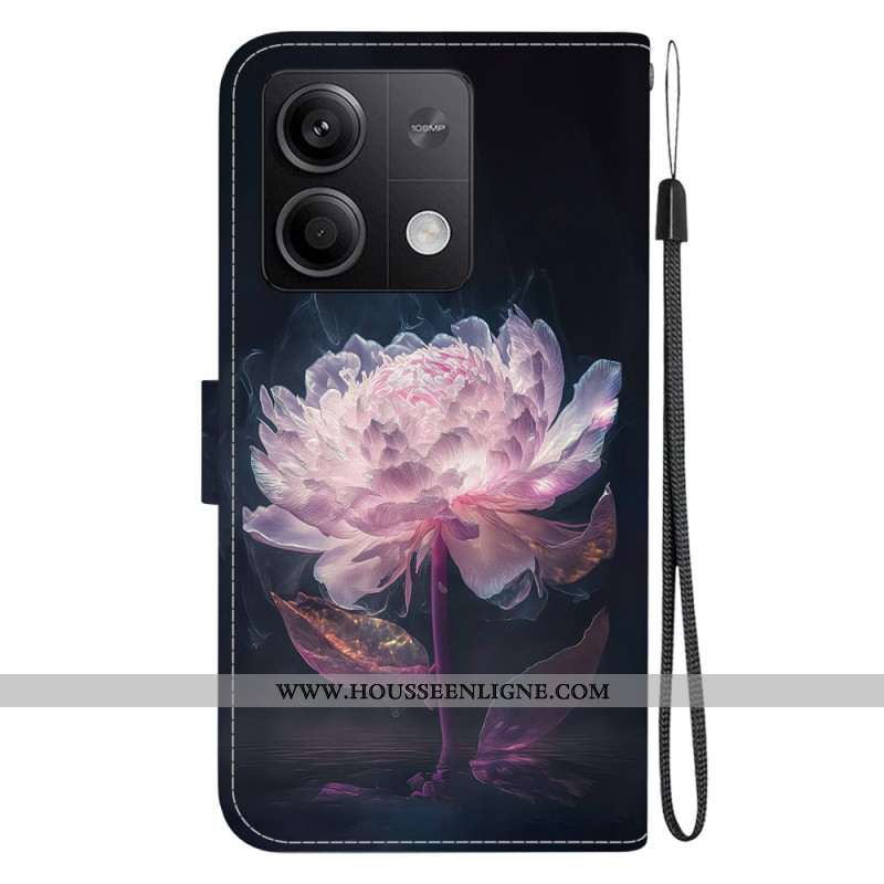 Housse Xiaomi Redmi Note 13 5G Pivoine Pourpre à Lanière