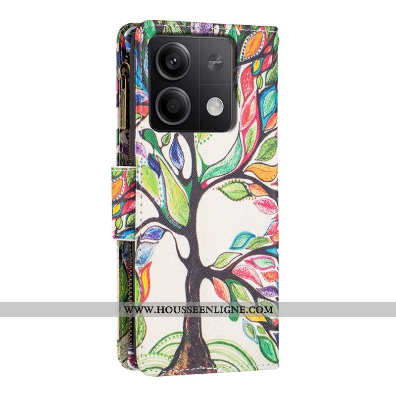 Housse Xiaomi Redmi Note 13 5G Portefeuille Arbre de Vie à Lanière