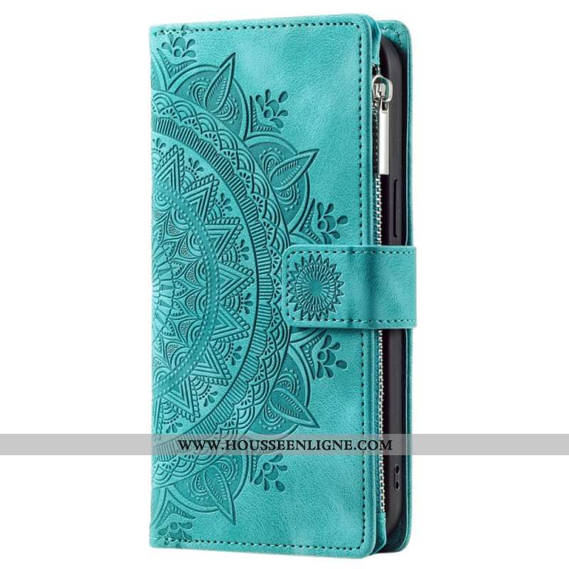 Housse Xiaomi Redmi Note 13 5G Portefeuille Effet Cuir Mandala à Lanière