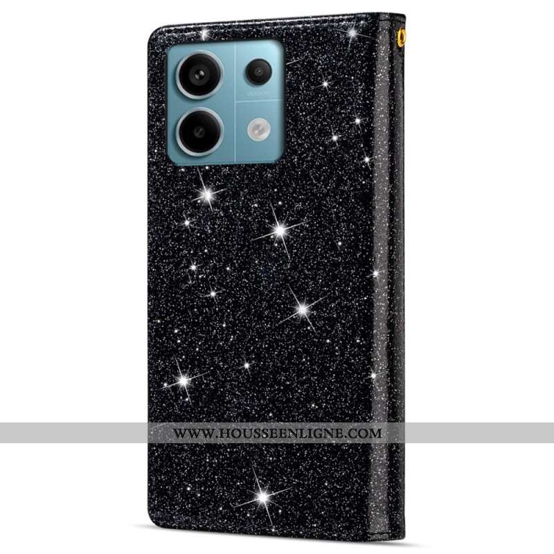 Housse Xiaomi Redmi Note 13 5G Portefeuille à Fermeture Éclair Paillettes