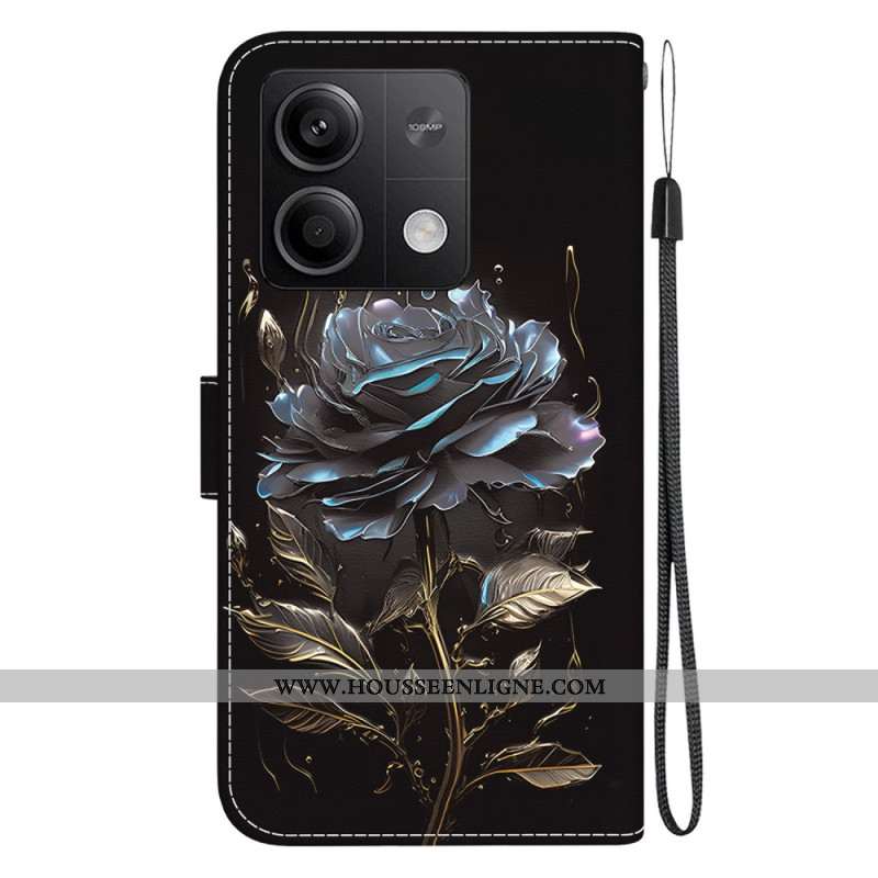 Housse Xiaomi Redmi Note 13 5G Rose Noire à Lanière