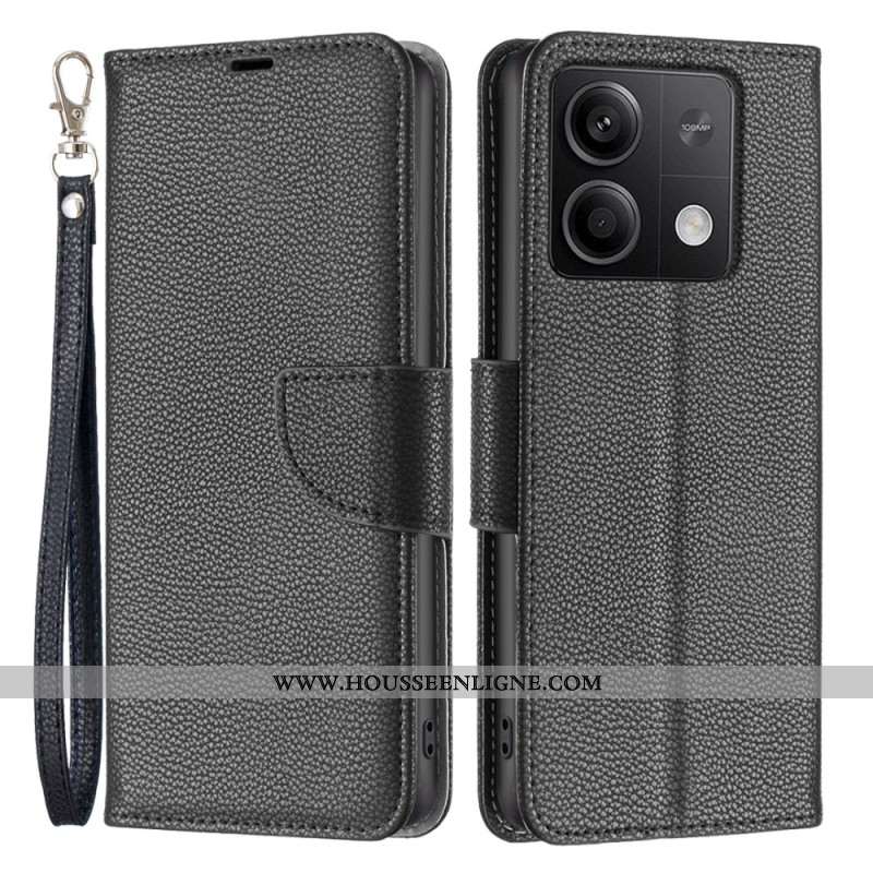 Housse Xiaomi Redmi Note 13 5G Simili Cuir Litchi à Lanière