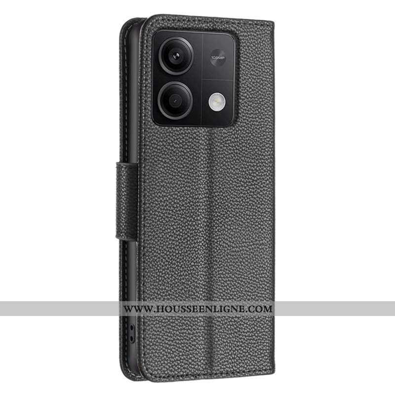 Housse Xiaomi Redmi Note 13 5G Simili Cuir Litchi à Lanière