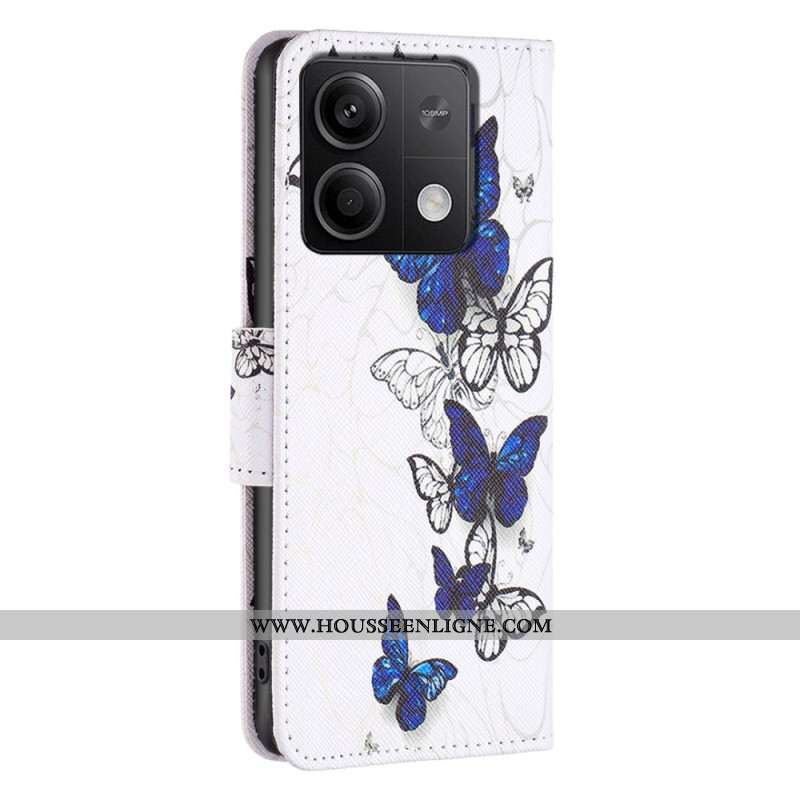 Housse Xiaomi Redmi Note 13 5G Vol de Papillons Bleus