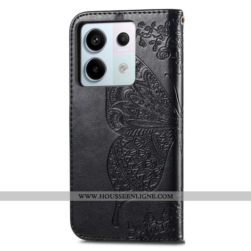 Housse Xiaomi Redmi Note 13 Pro 4G / 5G / Poco X6 5G Papillon Baroque à Lanière