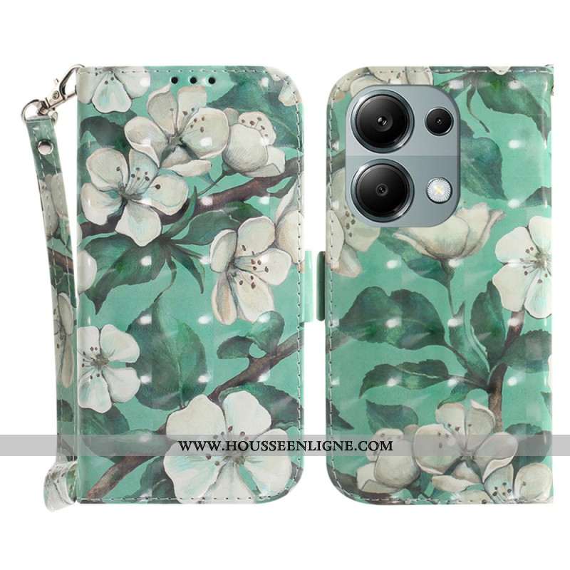 Housse Xiaomi Redmi Note 13 Pro 4G / Poco M6 Pro 4G Fleurs Aquarelle à Lanière