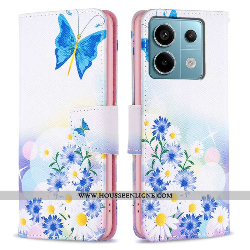 Housse Xiaomi Redmi Note 13 Pro 4G / Poco M6 Pro 4G Papillon et Fleurs Aquarelle