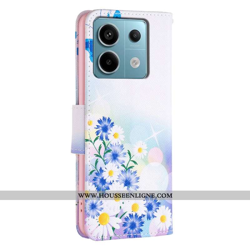 Housse Xiaomi Redmi Note 13 Pro 4G / Poco M6 Pro 4G Papillon et Fleurs Aquarelle