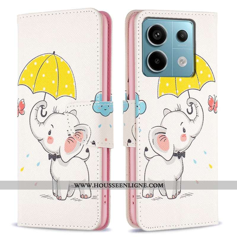 Housse Xiaomi Redmi Note 13 Pro 4G / Poco M6 Pro 4G Parapluie et Éléphant