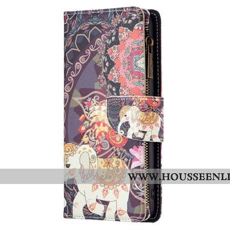 Housse Xiaomi Redmi Note 13 Pro 4G / Poco M6 Pro 4G Portefeuille Éléphant Tribal à Lanière