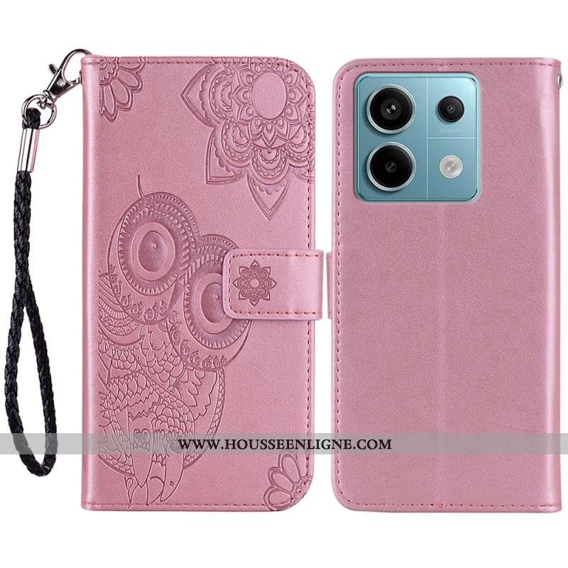 Housse Xiaomi Redmi Note 13 Pro 5G Motif Hibou à Lanière