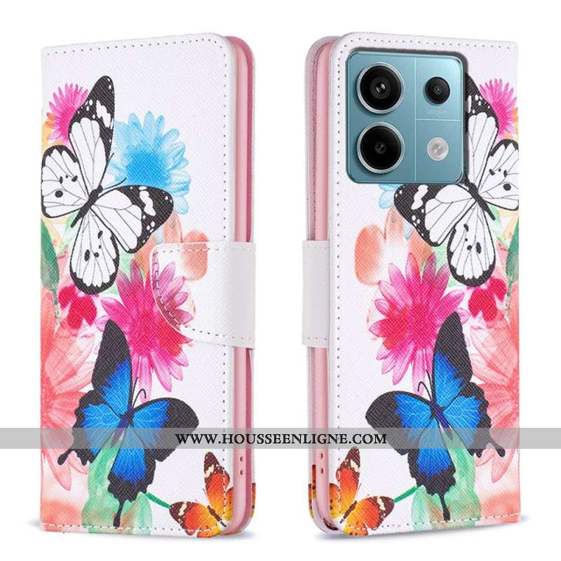 Housse Xiaomi Redmi Note 13 Pro 5G / Poco X6 5G Deux Papillons Aquarelle