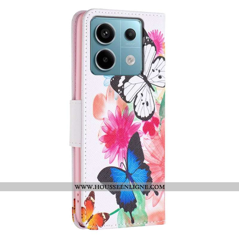 Housse Xiaomi Redmi Note 13 Pro 5G / Poco X6 5G Deux Papillons Aquarelle