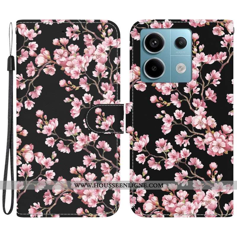 Housse Xiaomi Redmi Note 13 Pro 5G / Poco X6 5G Fleur de Prunier à Lanière