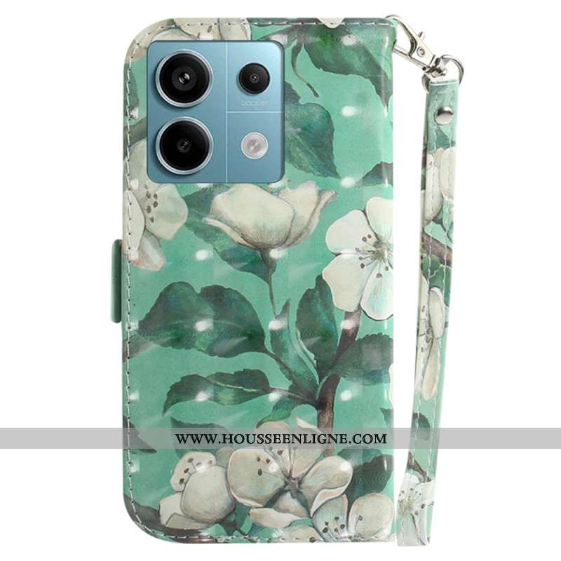 Housse Xiaomi Redmi Note 13 Pro 5G / Poco X6 5G Fleurs Aquarelle à Lanière