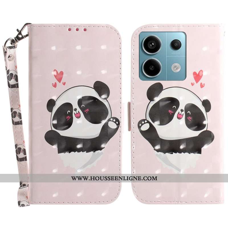 Housse Xiaomi Redmi Note 13 Pro 5G / Poco X6 5G Panda Love à Lanière