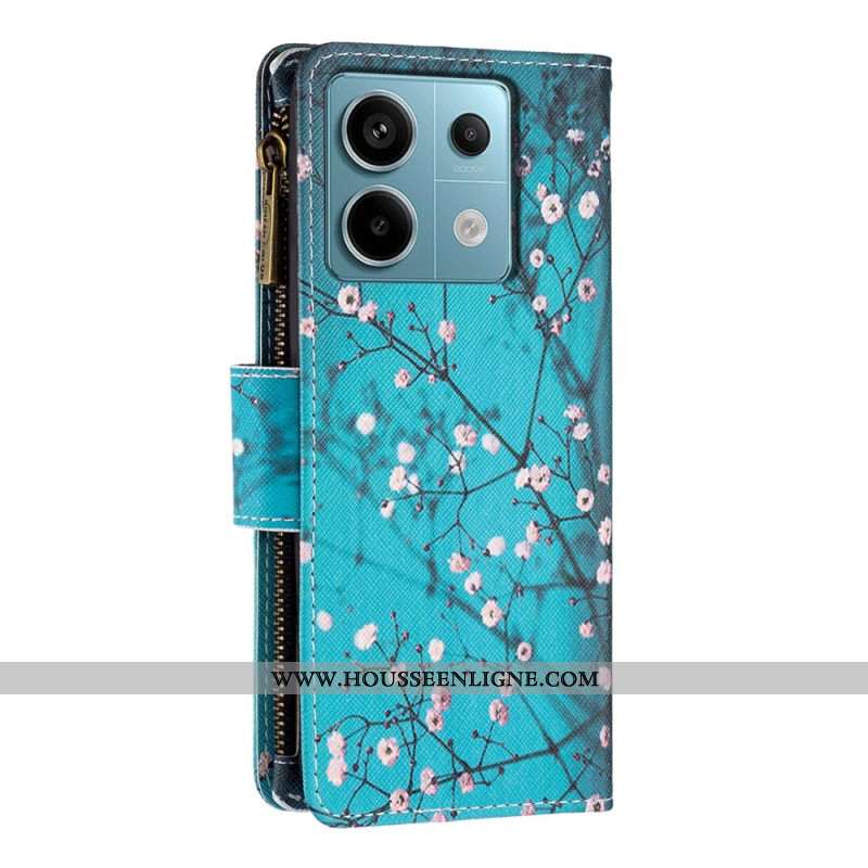 Housse Xiaomi Redmi Note 13 Pro 5G / Poco X6 5G Portefeuille Fleur de prunier