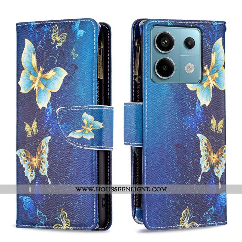 Housse Xiaomi Redmi Note 13 Pro 5G / Poco X6 5G Portefeuille Papillons Dorés