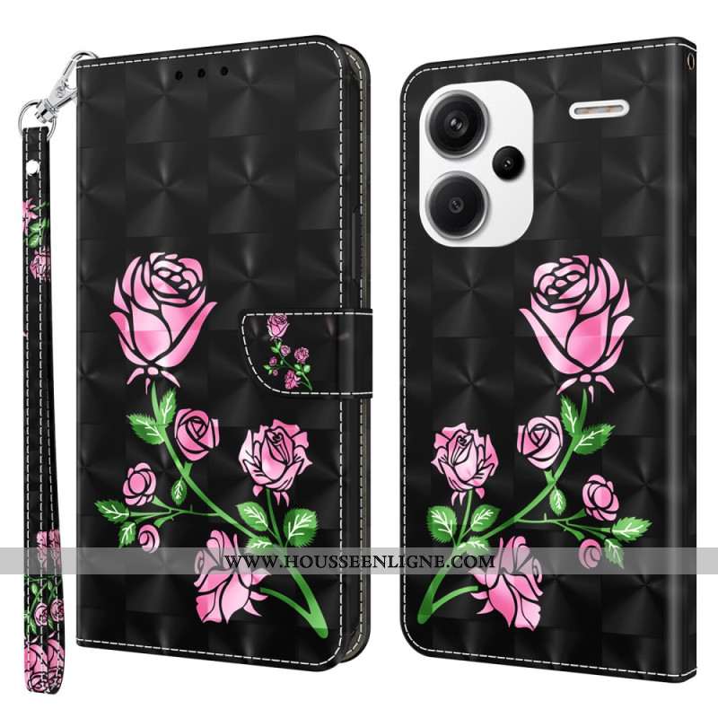 Housse Xiaomi Redmi Note 13 Pro Plus 5G Fleurs Roses à Lanière