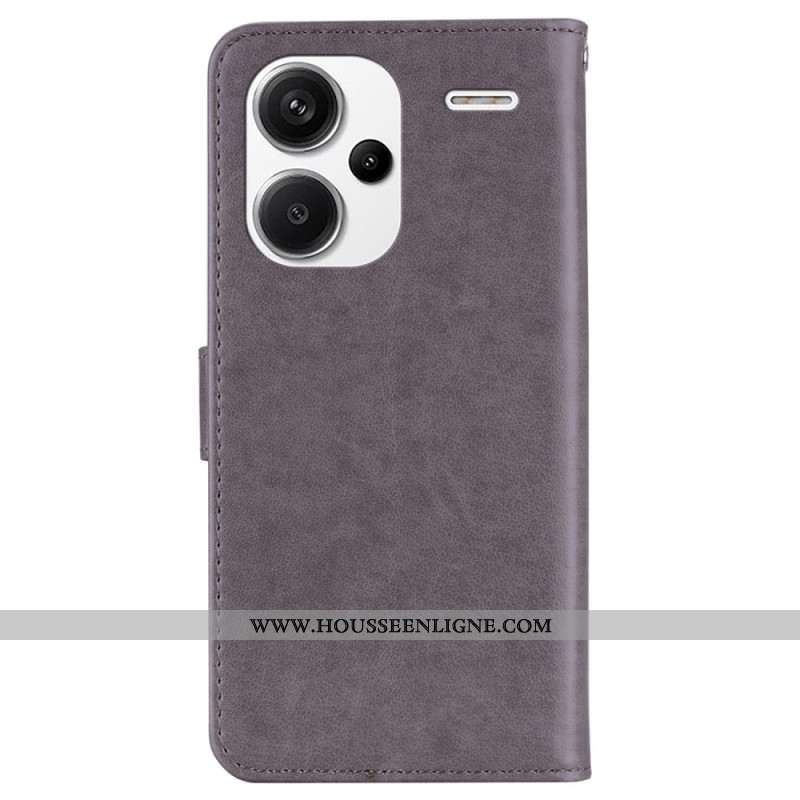 Housse Xiaomi Redmi Note 13 Pro Plus 5G Hibou et Fleur à Lanière