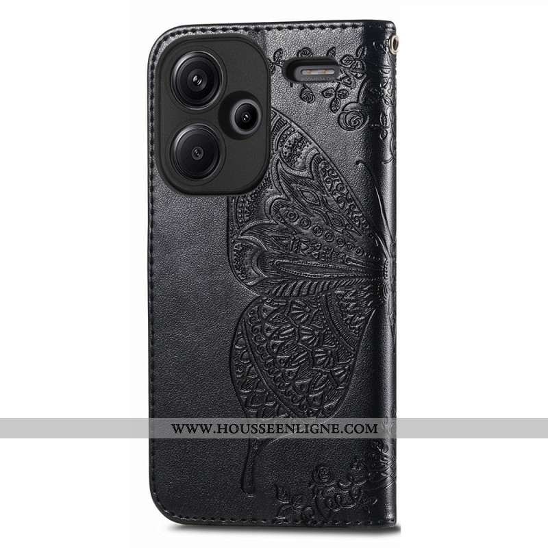 Housse Xiaomi Redmi Note 13 Pro Plus 5G Papillon Baroque à Lanière