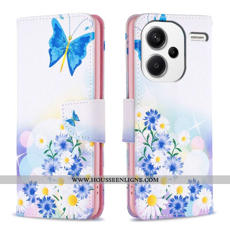 Housse Xiaomi Redmi Note 13 Pro Plus 5G Papillons et Fleurs Aquarelle