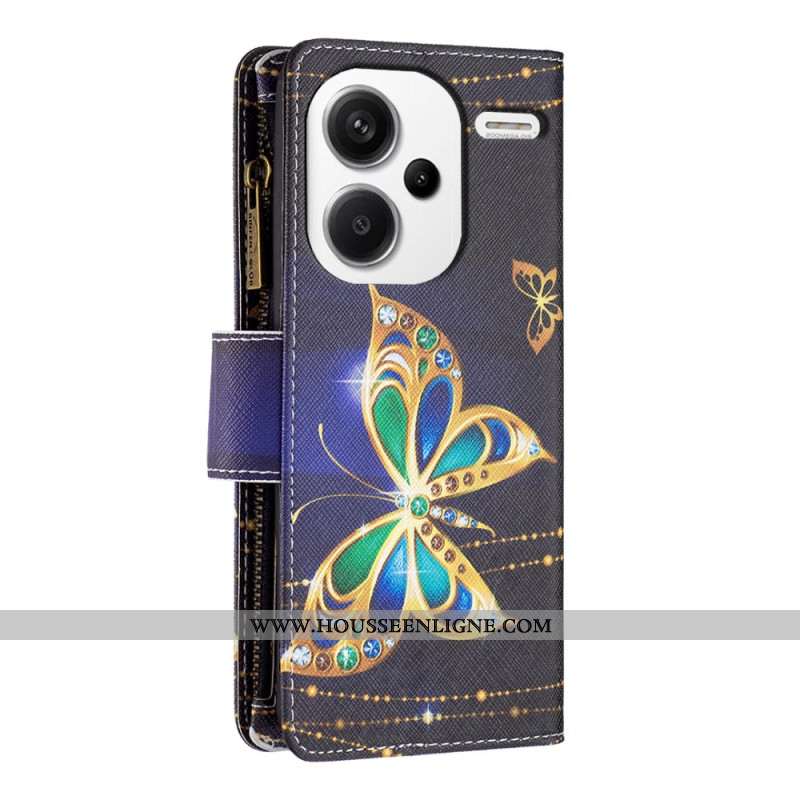 Housse Xiaomi Redmi Note 13 Pro Plus 5G Portefeuille Papillons Strass