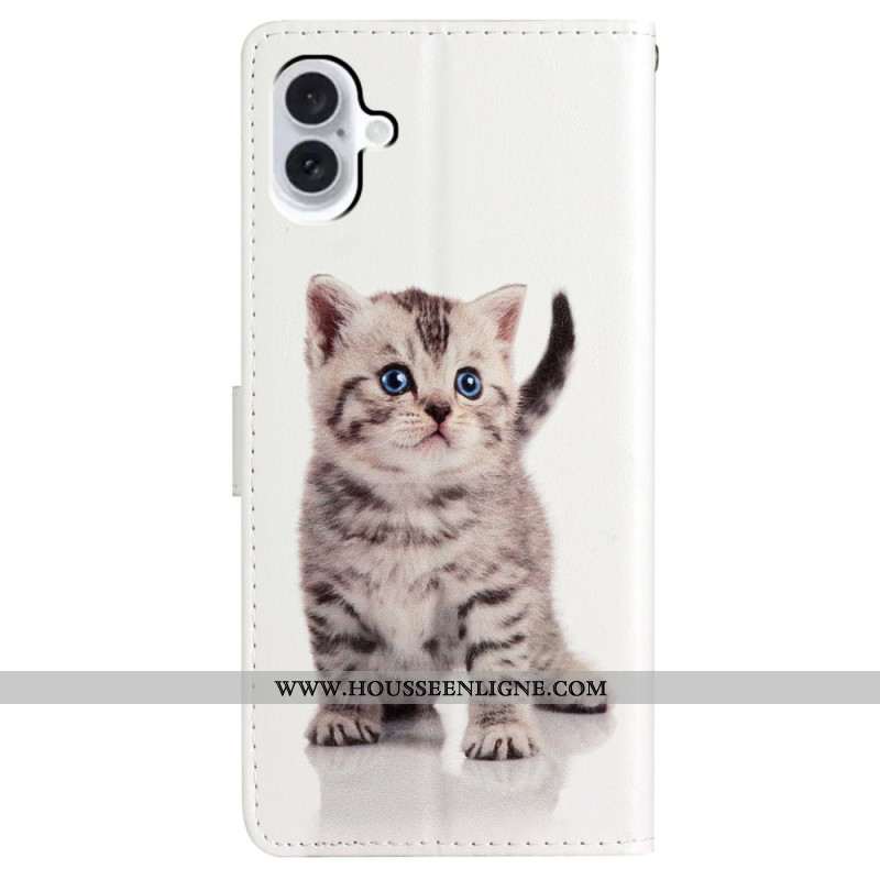 Housse iPhone 16 Chaton à Lanière