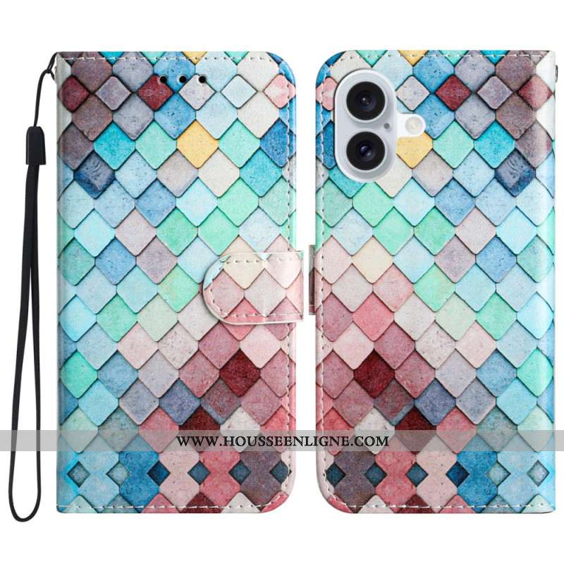 Housse iPhone 16 Grilles à Lanière