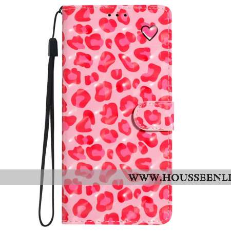 Housse iPhone 16 Imprimé Léopard Rose à Lanière