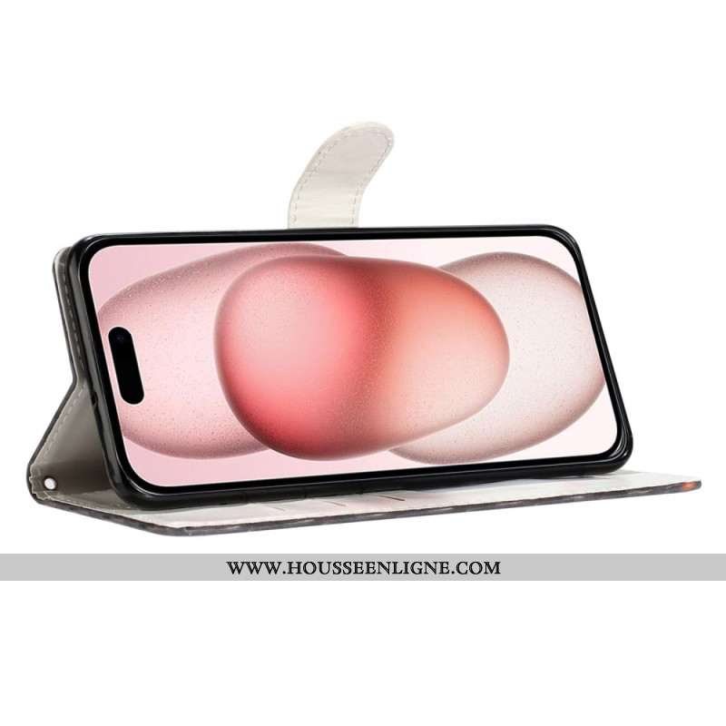 Housse iPhone 16 Imprimé Léopard Rose à Lanière