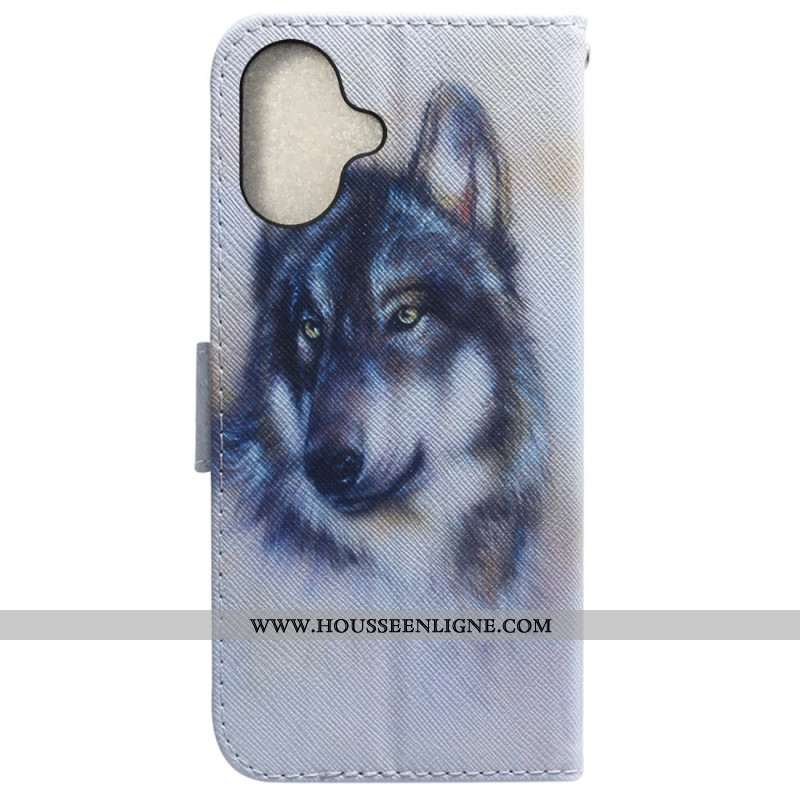 Housse iPhone 16 Loup Aquarelle