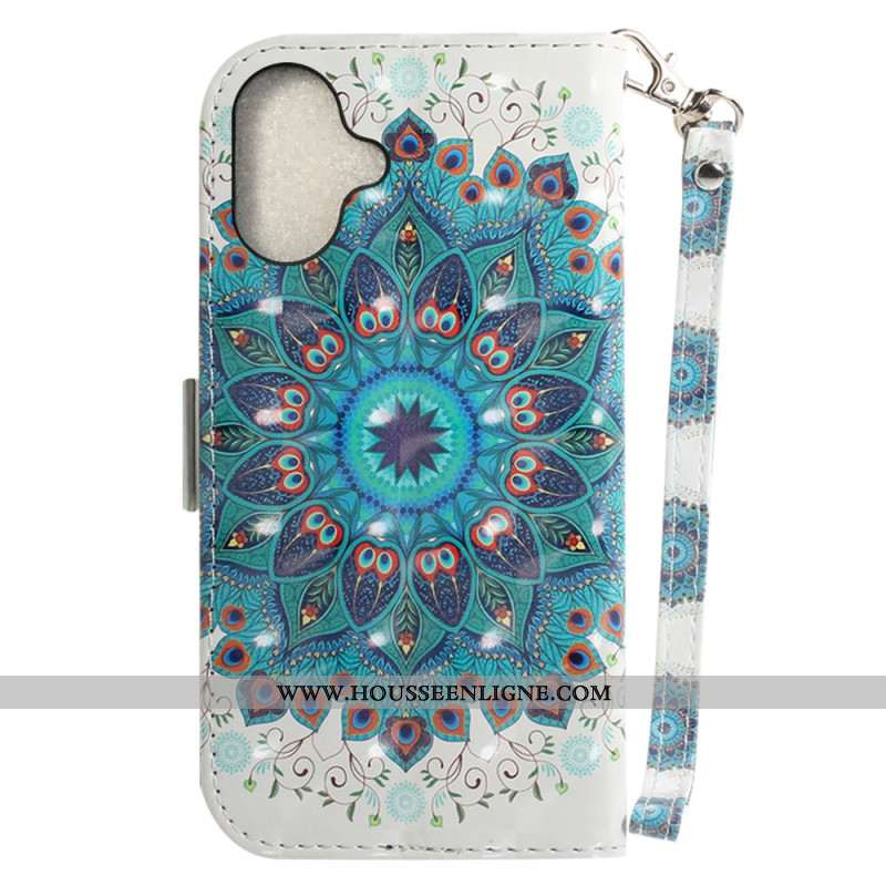 Housse iPhone 16 Mandala Vert à Lanière