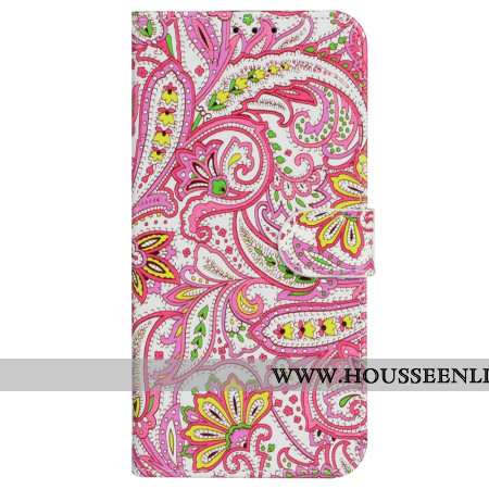 Housse iPhone 16 Motif Floral à Lanière