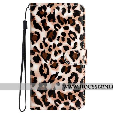 Housse iPhone 16 Motif Léopard à Lanière