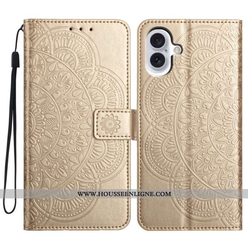 Housse iPhone 16 Motif Mandala à Lanière