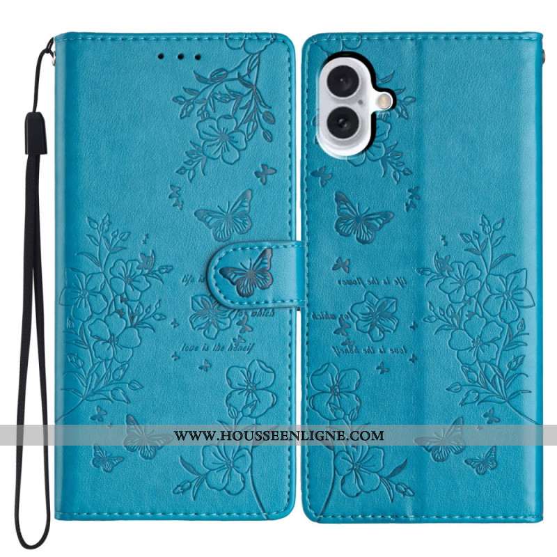 Housse iPhone 16 Motif Papillons Floraux