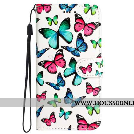 Housse iPhone 16 Motif Papillons à Lanière