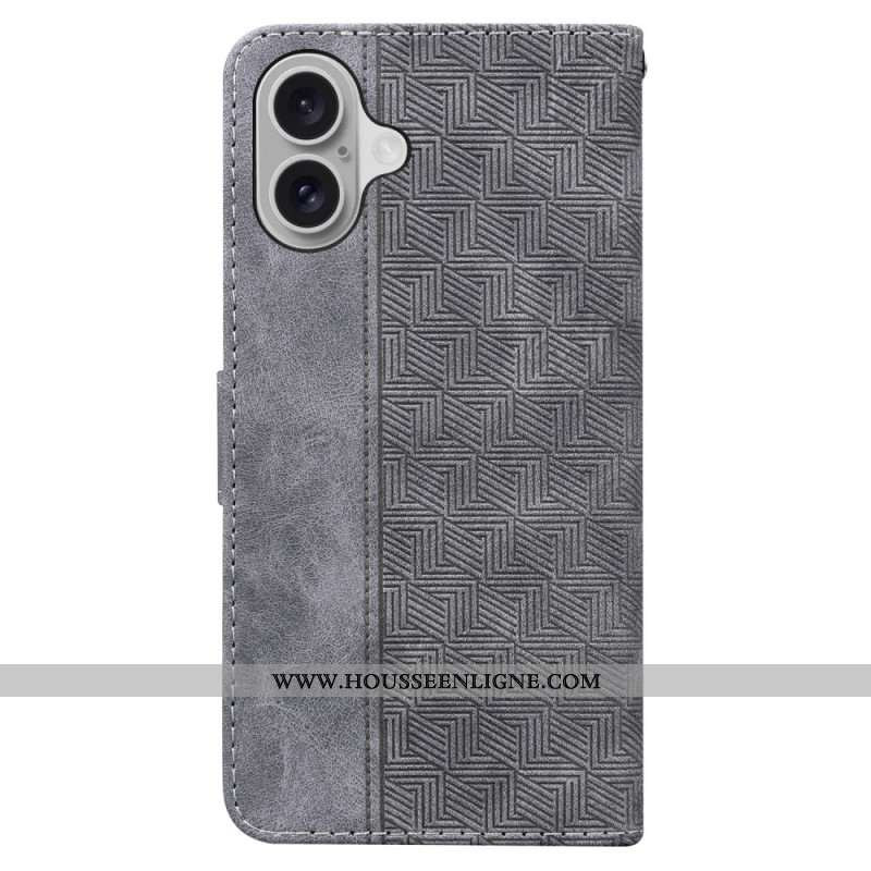 Housse iPhone 16 Motif Tissé à Lanière