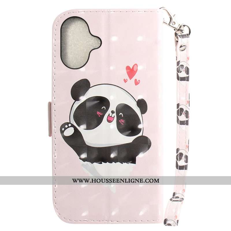 Housse iPhone 16 Panda Love à Lanière